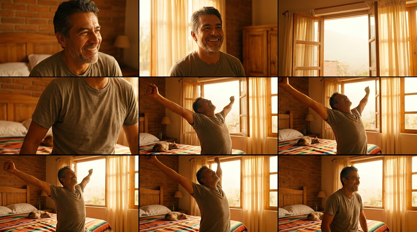 Hombre por la mañana